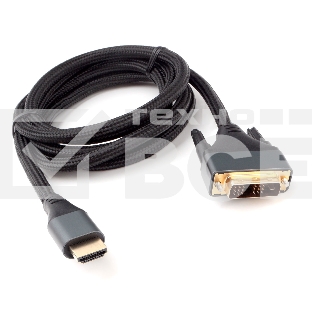 Кабель HDMI-DVI Cablexpert CC-HDMI-DVI-4K-6, 19M/19M, single link, 4K, медь, нейлоновая оплетка, метал.разъемы, 1.8м, черный, коробка