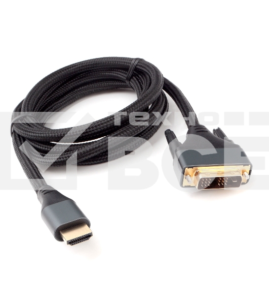 Кабель HDMI-DVI Cablexpert CC-HDMI-DVI-4K-6, 19M/19M, single link, 4K, медь, нейлоновая оплетка, метал.разъемы, 1.8м, черный, коробка