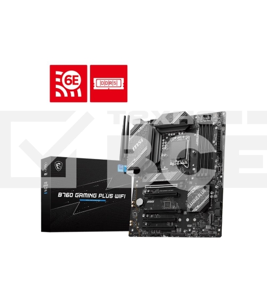 Материнская плата MSI B760 GAMING PLUS WIFI, LGA 1700, Intel B760, 4xDDR5, 4xSATA, 2xM.2, 1xPCI-E 4.0 x16, 3xPCI-E 3.0 x1, 1xDP, 1xHDMI, 1x 2.5Gb LAN, 2xUSB-A 3.2 Gen 2, 4xUSB 2.0, 5x3.5 мм, 7.1, Standard-ATX