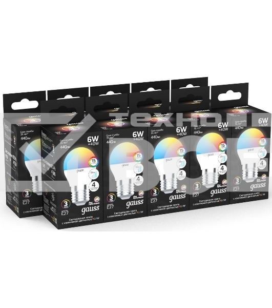 Лампа Шар G45 6W E27 RGBW димирование LED 1/100