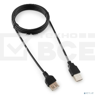 Кабель-удлинитель USB2.0 Cablexpert CC-USB2-AMAF-6B-N, AM/AF, медь, серия Pro, 1.8м, черный, пакет