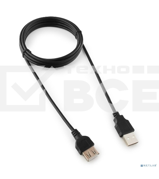 Кабель-удлинитель USB2.0 Cablexpert CC-USB2-AMAF-6B-N, AM/AF, медь, серия Pro, 1.8м, черн, пакет