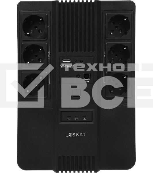 Источник бесперебойного питания SKAT-UPS 800 AI ИБП 220В 480Вт 1 АКБ 9А.ч внутр. меандр. стаб-ция напр-я. 6 выходов Бастион 452