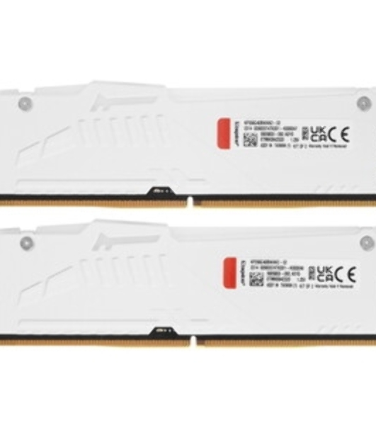 Оперативная память Kingston Fury Beast, DDR5, 32Gb (2x16GB), 6000MHz, CL30, DIMM, с радиатором, RGB, белый