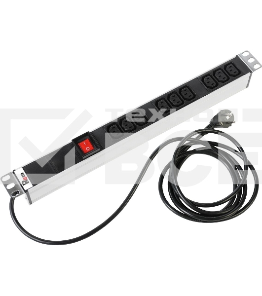 Аксессуар ЦМО Блок розеток Rem-16 с выкл., 9 IEC 60320 C13, 16A, алюм., 19