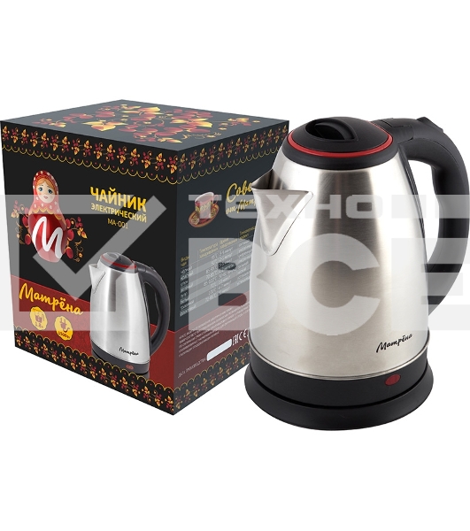 Чайник электрический Матрена MA-001 1,8 л, сталь,цвет крышки красный (005457)