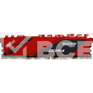 Оперативная память NETAC Shadow, DDR4, 16GB (1x16GB), 3200MHz, CL16, с радиаторами, красный