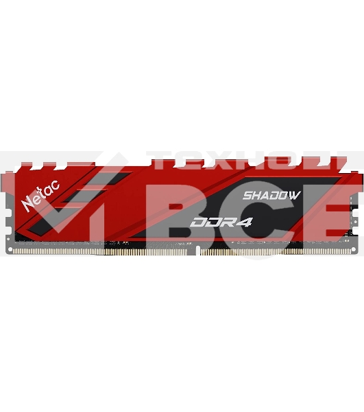 Оперативная память NETAC Shadow, DDR4, 16GB (1x16GB), 3200MHz, CL16, с радиаторами, красный