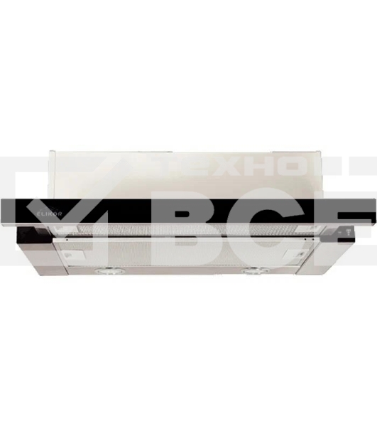 Вытяжка телескопическая Elikor Интегра Glass 60Н-400-В2Д серебристый/черный, 60 см, 400 куб. м/ч, 55 дБ