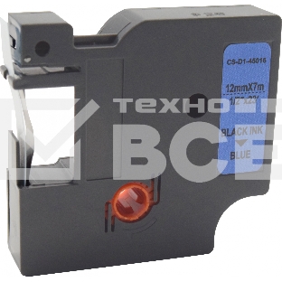 Картридж ленточный Cactus CS-D1-45016 2мм, черный шрифт, синий фон, 7м для DYMO LM 160, 210D, 280, PnP, 420P, 500 TS; Rhino Pro 6000, 5200, 4200