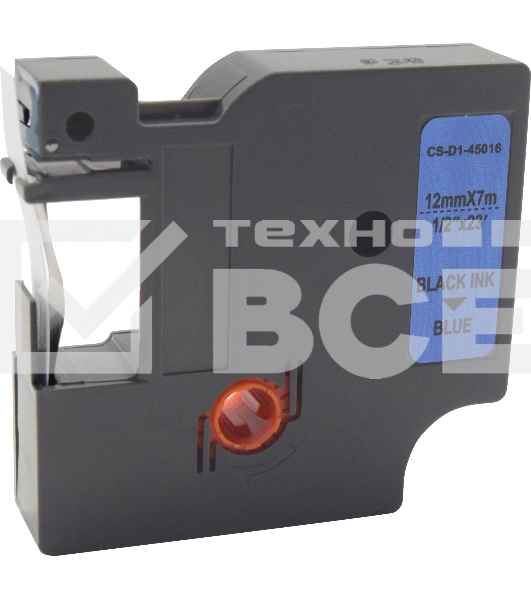 Картридж ленточный Cactus CS-D1-45016 2мм, черный шрифт, синий фон, 7м для DYMO LM 160, 210D, 280, PnP, 420P, 500 TS; Rhino Pro 6000, 5200, 4200