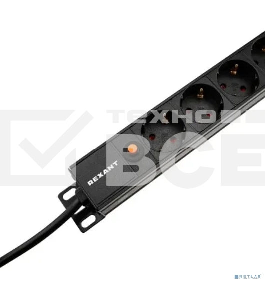 Блок распределения питания Rexant для 19' шкафов, вертикальный, 13 розеток СЕЕ 7/4, 16A, фильтр, без выкл, алюм корп, шнур 2м, вилка СЕЕ 7/7
