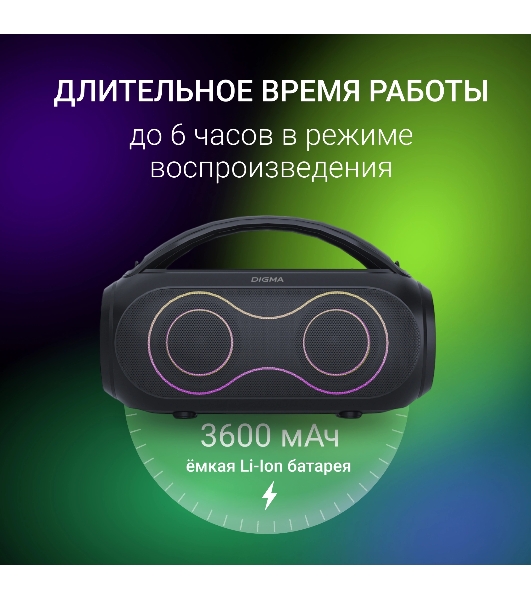 Колонка портативная Digma D-PS1532 черный 60W 2.0 BT 10м 3600mAh (PS1532B)