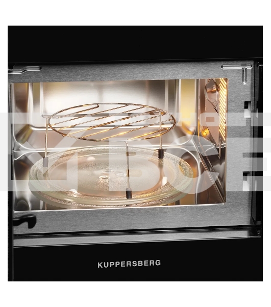 Встраиваемая микроволновая печь Kuppersberg HMW 620 B, объем 20 л, мощность 700 Вт, поворотный стол, High-Tech, 9 автоматических программ, гриль, сенсорное управление, черный