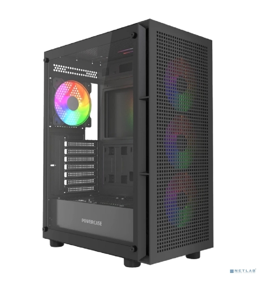 Компьютерный корпус Powercase Mistral EA17, Tempered Glass, 4x 120мм ARGb PWM Fan, черный, ATX (CMAEA17-A4)