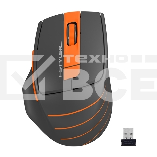 Мышь беспроводная A4Tech Fstyler FG30 серый/оранжевый, 2000 dpi, радиоканал, USB, кнопки - 5
