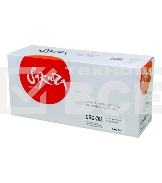 Картридж Sakura CRG708 для Canon LBP3300/3330/3360, черный, 2500 к.