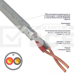 Кабель огнестойкий Rexant КПСЭнг(А)-FRLSLTx 1x2x0,75 мм², бухта 200 м
