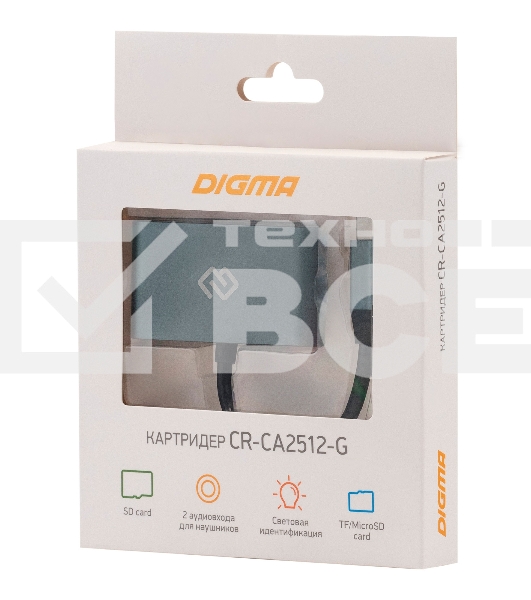 Устройство чтения карт памяти Type C Digma CR-СA2512-G темно-серый