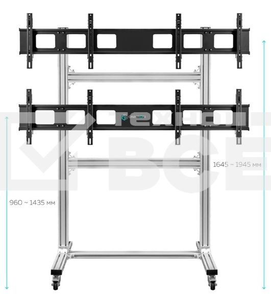 Напольный мобильный стенд ONKRON FSPRO2L-22 для видеостен 2х2 4 x 40”- 50