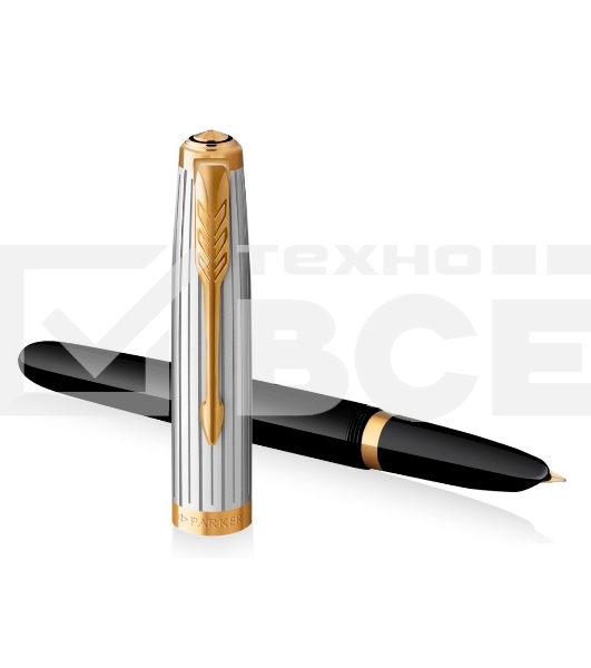Ручка перьевая Parker 51 Premium (CW2169030) Black St.Steel GT F сталь нержавеющая подар.кор.