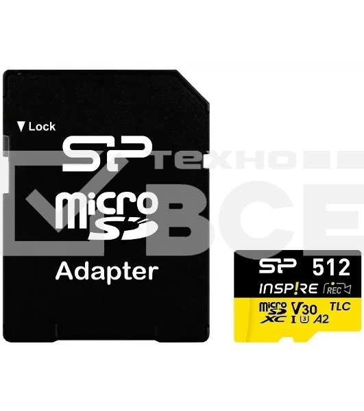 Флеш карта microSDXC 512Gb Silicon Power SP512GbSTXLA2V1NSP Inspire V10 A2 + adapter