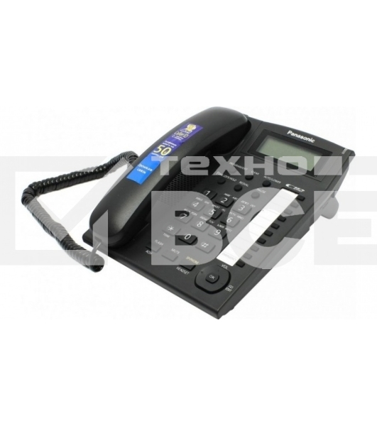 Телефон проводной Panasonic KX-TS2388RUB черный индикатор вызова,повторный набор последнего номера,4 уровня громкости звонка
