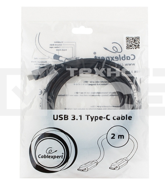 Кабель USB Cablexpert CCP-USB3.1-CMCM-2M, USB3.1 Type-C/USB3.1 Type-C, 2м, пакет