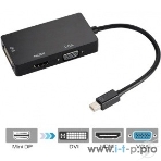 Кабель-адаптер Orient C310 Mini DisplayPort M -> HDMI/DVI-I/VGA, 0.2 м, черный, фото 1