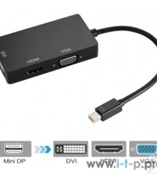 Кабель-адаптер Orient C310 Mini DisplayPort M -> HDMI/DVI-I/VGA, 0.2 м, черный
