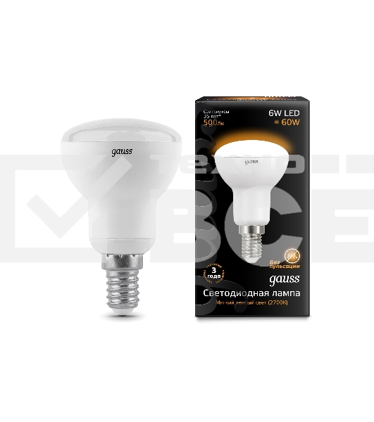 Лампа светодиодная GAUSS 106001106LED Reflector R50 E14 6W 2700K