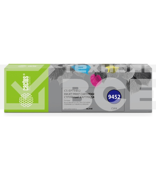 Картридж струйный Cactus CS-EPT9452 (T9452) голубой пигментный (66 мл) для Epson WF-C5290DW/C5790DW