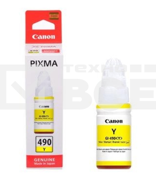 Чернила Canon GI-490Y 0666C001 желтый для Canon Pixma G1400/2400/3400 (70мл)