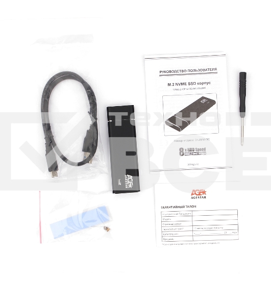 Внешний корпус AgeStar USB 3.1 Type-C M.2 NVME (M-key)  AgeStar 31UBNV5C (BLACK), алюминий, черный