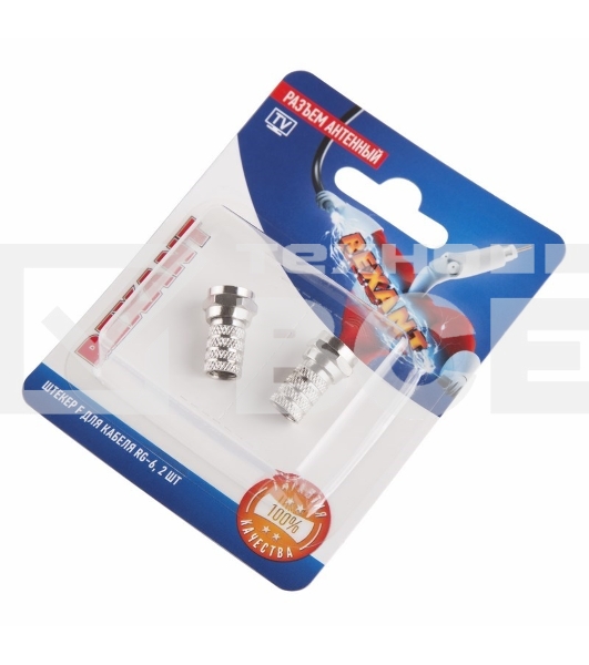 Разъем антенный на кабель, штекер F для кабеля RG-6, (2шт.) Rexant