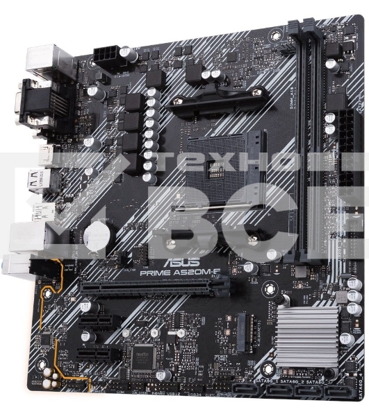 Материнская плата ASUS PRIME A520M-E, AM4, AMD A520, 2xDDR4, 4xSATA, 1xM.2, 1xPCI-E 3.0 x16, 2xUSB-A 3.2 Gen 1, 1xUSB 3.2 Gen 2, 1xDVI-D, 1xHDMI, 1xVGA, 1x 1Gb LAN, 3x3.5 мм, 7.1, Micro-ATX