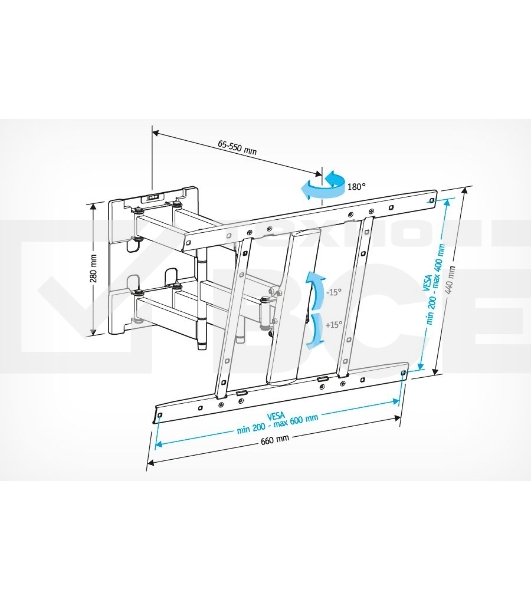 Кронштейн для LCD Holder LCD-SU6602-B черный, диагональ экрана 26″–65″до 45кг.