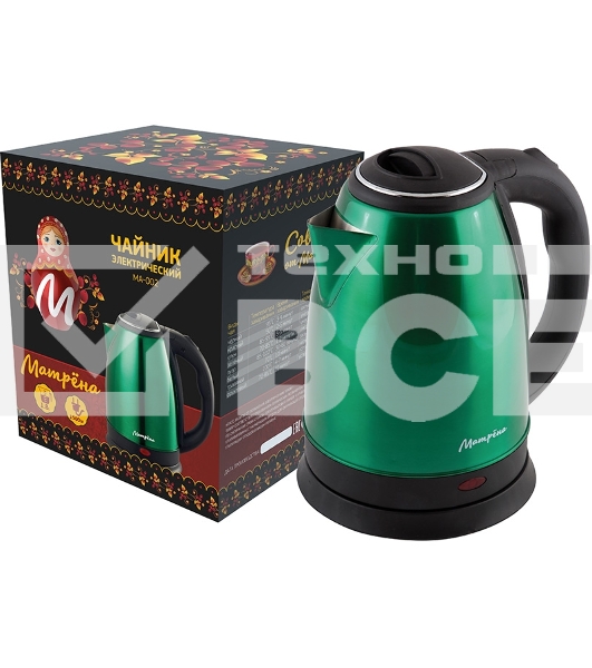 Чайник Матрена MA-002 электрический (1,8 л) стальной зеленый
