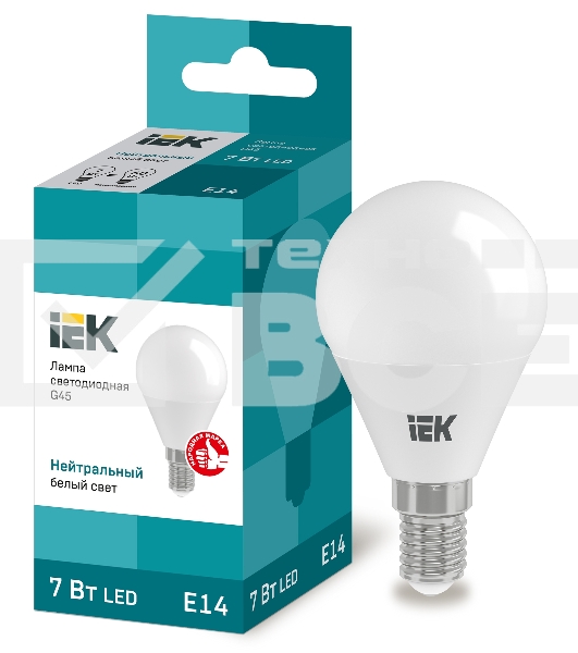 Лампа Iek LLE-G45-7-230-40-E14 светодиодная ECO G45 шар 7Вт 230В 4000К E14 IEK