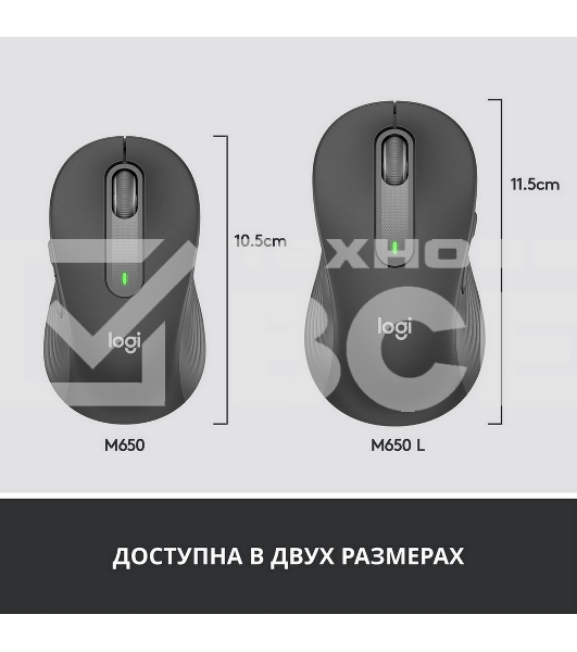Мышь беспроводная Logitech Signature M650 графитовый, 4000 dpi, радиоканал, Bluetooth, USB, кнопки - 5