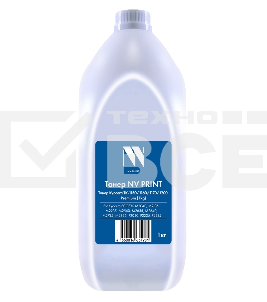 Тонер NVP Kyocera TK-1150, TK-1160, TK-1170, TK-1200 (1кг), для Kyocera ECOSYS M2040, M2135, M2235, M2540, M2635, M2640, M2735, M2835, P2040, P2235, P2335 Premium