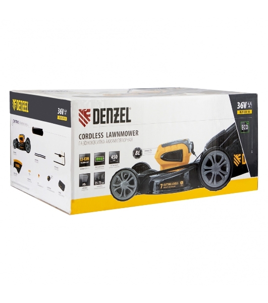 Газонокосилка аккумуляторная Denzel RLM450-36, 36 В, 2 Ач