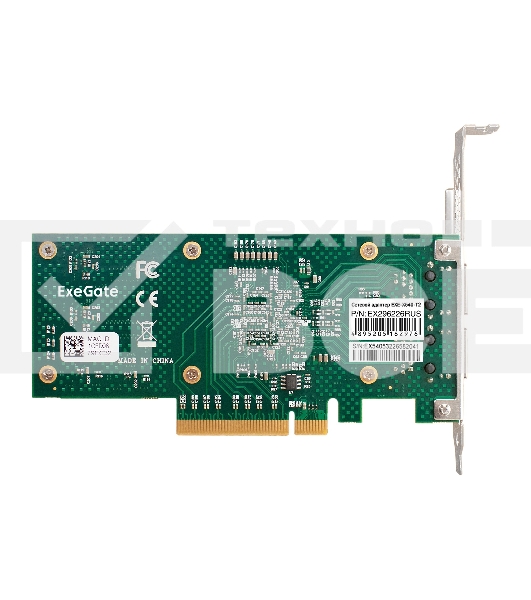 Сетевой адаптер ExeGate EXE-X540-T2 (PCI-E x8 v3.0, порты 2xRJ45 (медные), 10Gb/s (10/5/2.5/1Gb/s, 100Mb/s), Server NIC Intel Chipset X540-AT2)