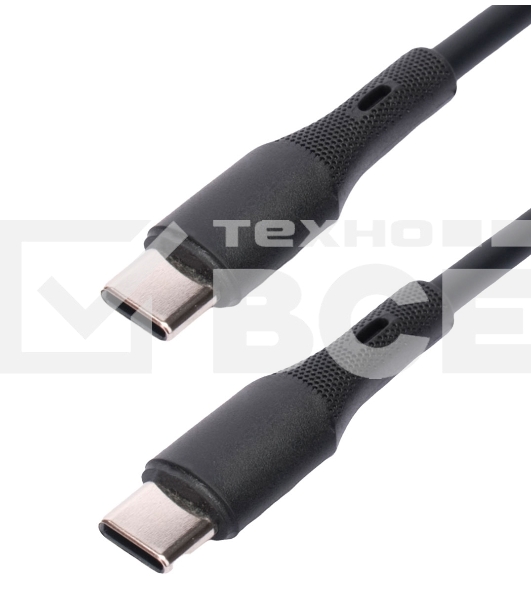 Кабель USB2.0 Cablexpert CC-USB2S-CMCM-1M-BK Type-C/Type-C, 3А, 65Вт, PD/QC3.0, силиконовый, 24 AWG, медь, 1м, черный, пакет