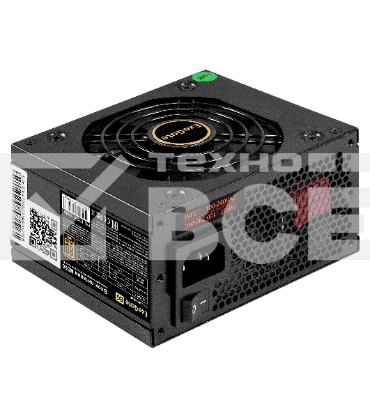 Блок питания 550W ExeGate M550 GOLD (SFX, APFC, КПД 90% (80 PLUS GOLD), 9см fan, 24pin, (4+4)pin, 2xPCI-E, 6xSATA, 3xIDE, 1xFDD, Full Cable Management, black, ATX adapter, Retail box)