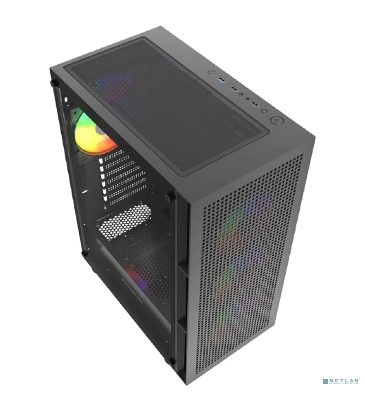 Компьютерный корпус Powercase Mistral EA17, Tempered Glass, 4x 120мм ARGb PWM Fan, черный, ATX (CMAEA17-A4)