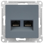 Розетка компьютерная двойная RJ45+RJ45, кат.5E, механизм ATN000785 Schneider Electric AtlasDesign Грифель, фото 1