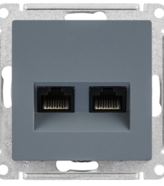 Розетка компьютерная двойная RJ45+RJ45, кат.5E, механизм ATN000785 Schneider Electric AtlasDesign Грифель