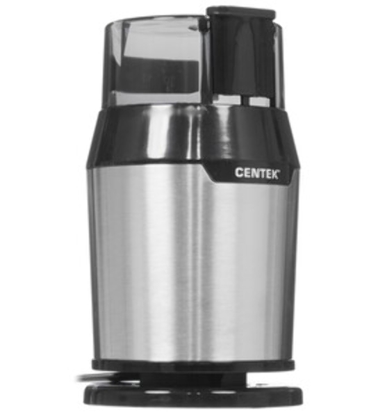Кофемолка Centek CT-1362 (сталь) 200Вт, 60гр, стальн стакан, стальн чаша, прозрачная крышка