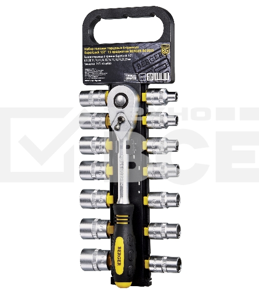 Набор головок BERGER BG2035 торцевых 1/2'' superlock 15предметов
